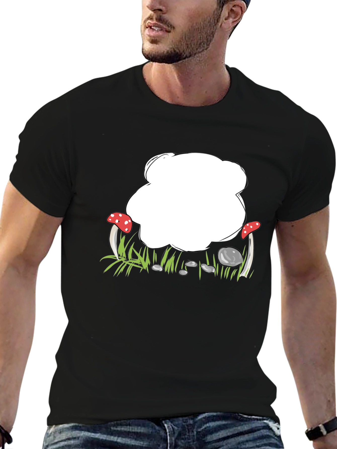 Mushroom Patch Graphic Black T-Shirt