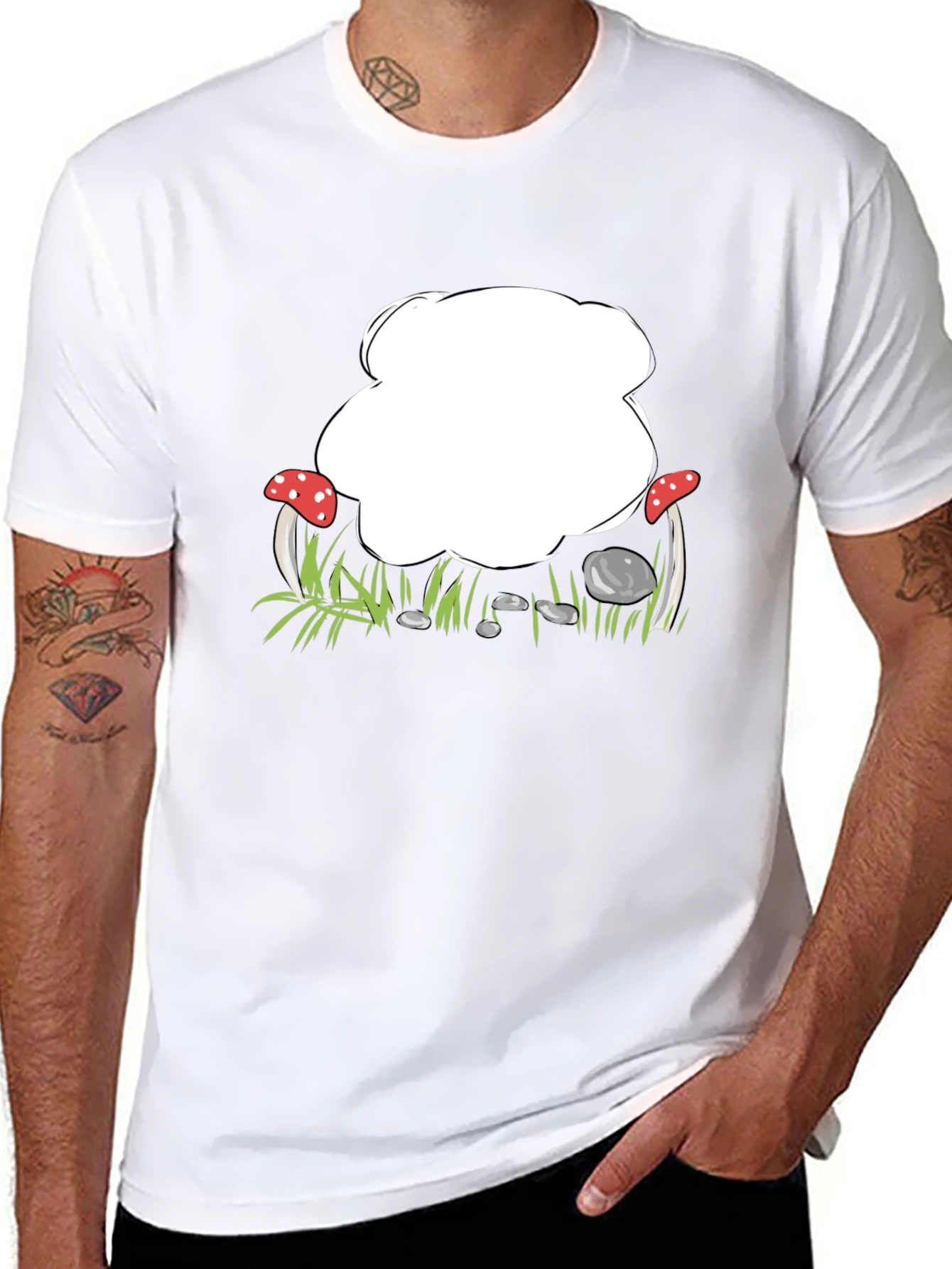 Mushroom Patch Graphic Black T-Shirt