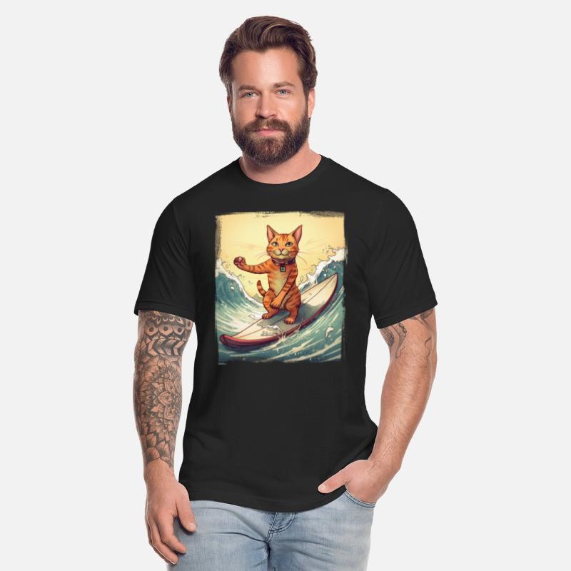 Fluffy Kitten Sporty Animal Wave Surfer Surfing