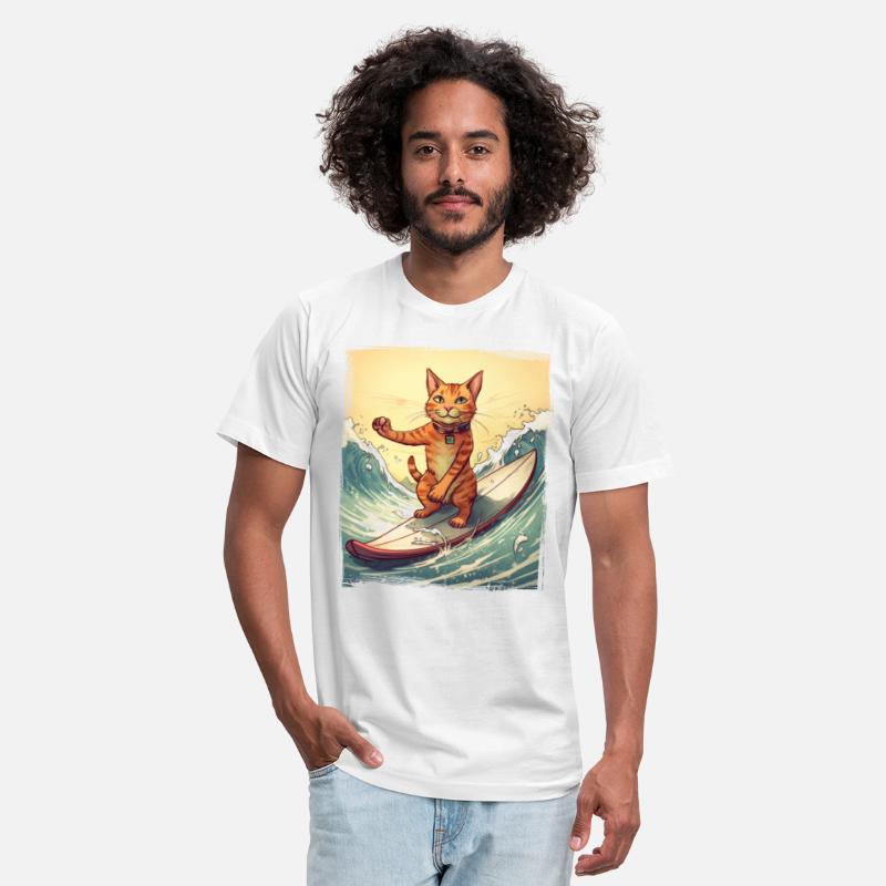 Fluffy Kitten Sporty Animal Wave Surfer Surfing