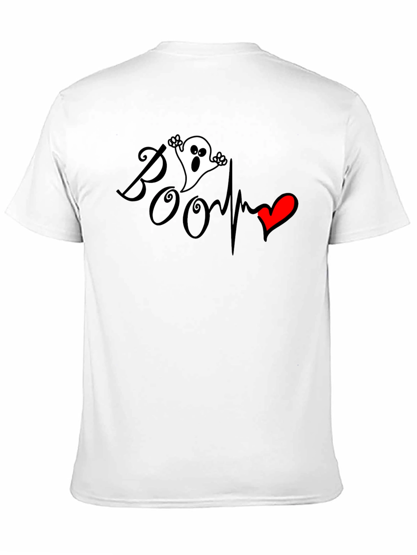 Boo Ghost Heartbeat Graphic Tee - Spooky Season Fashion