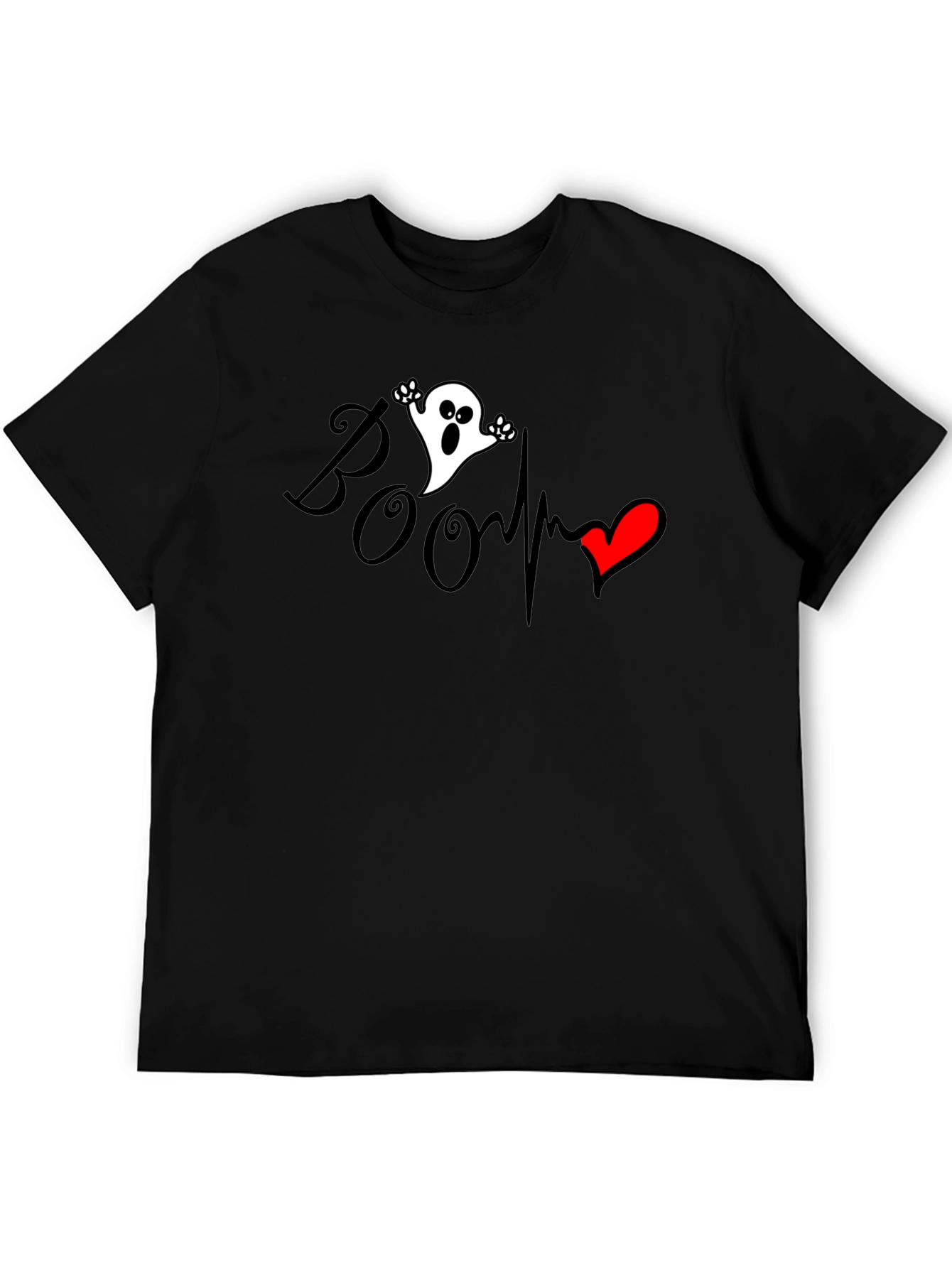 Boo Ghost Heartbeat Graphic Tee - Spooky Season Fashion
