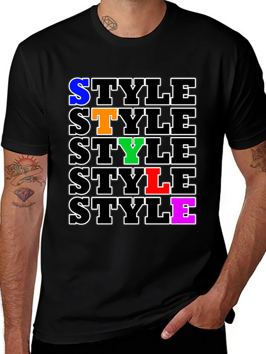 Colorful Style Graphic Print Black T-Shirt