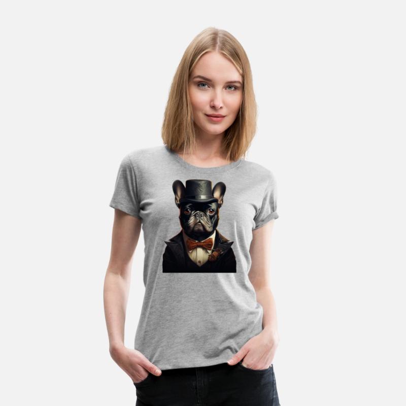 French Bulldog with top hat and suit
