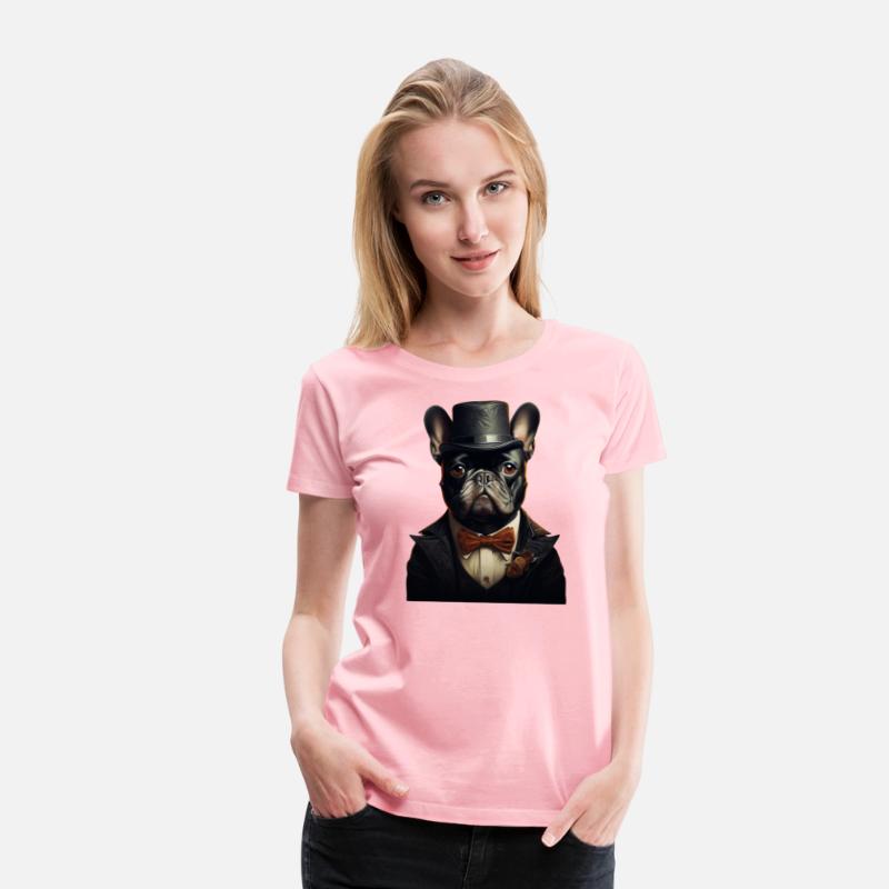 French Bulldog with top hat and suit