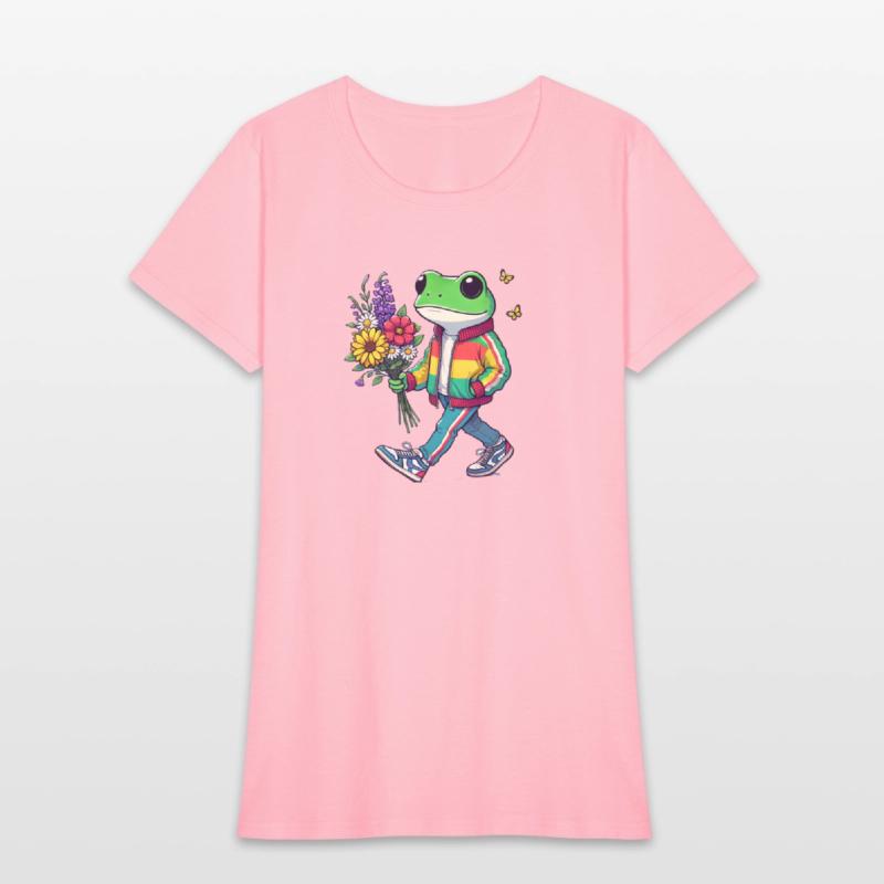 Frog holding a bunch of flowers