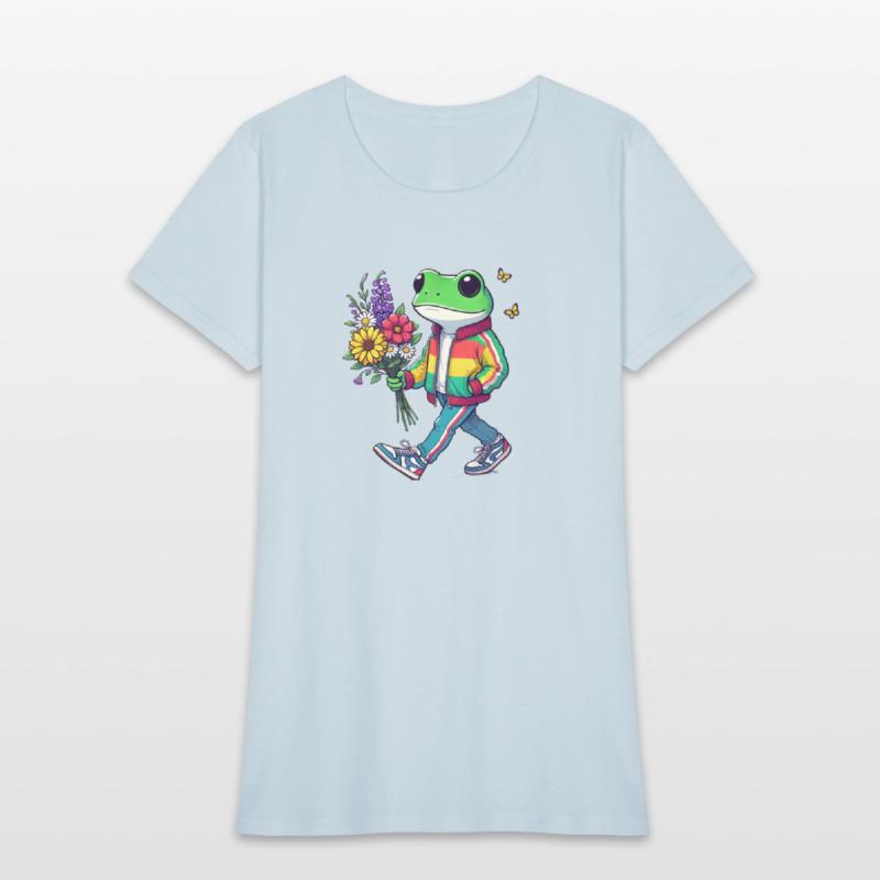 Frog holding a bunch of flowers