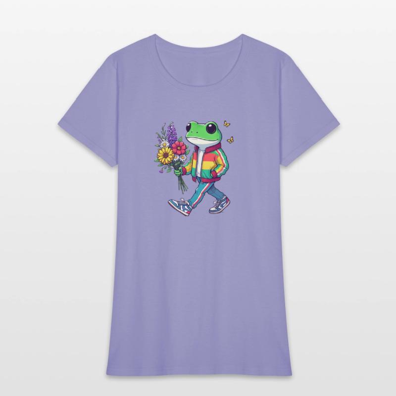 Frog holding a bunch of flowers