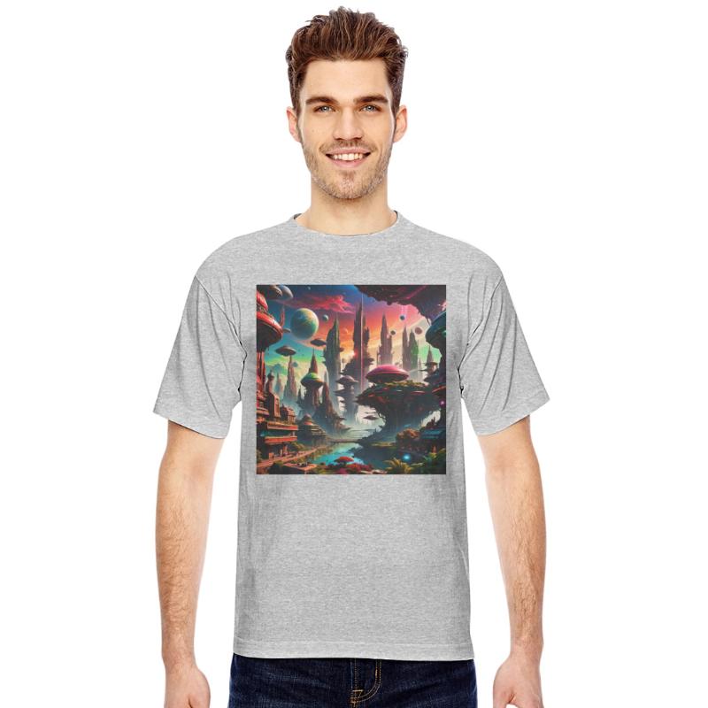 Future Alien Cityscape Ufo Different Planet View