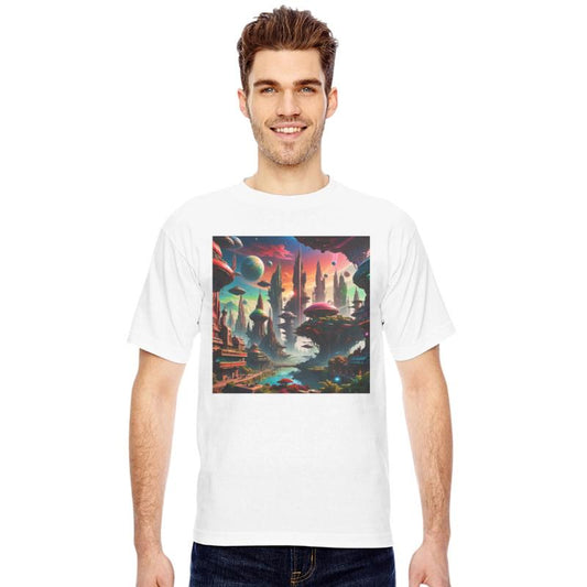 Future Alien Cityscape Ufo Different Planet View