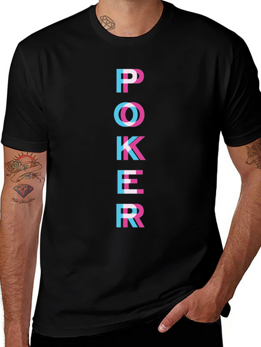 Poker T-Shirt - Glitch Text Design Stylish & Comfortable