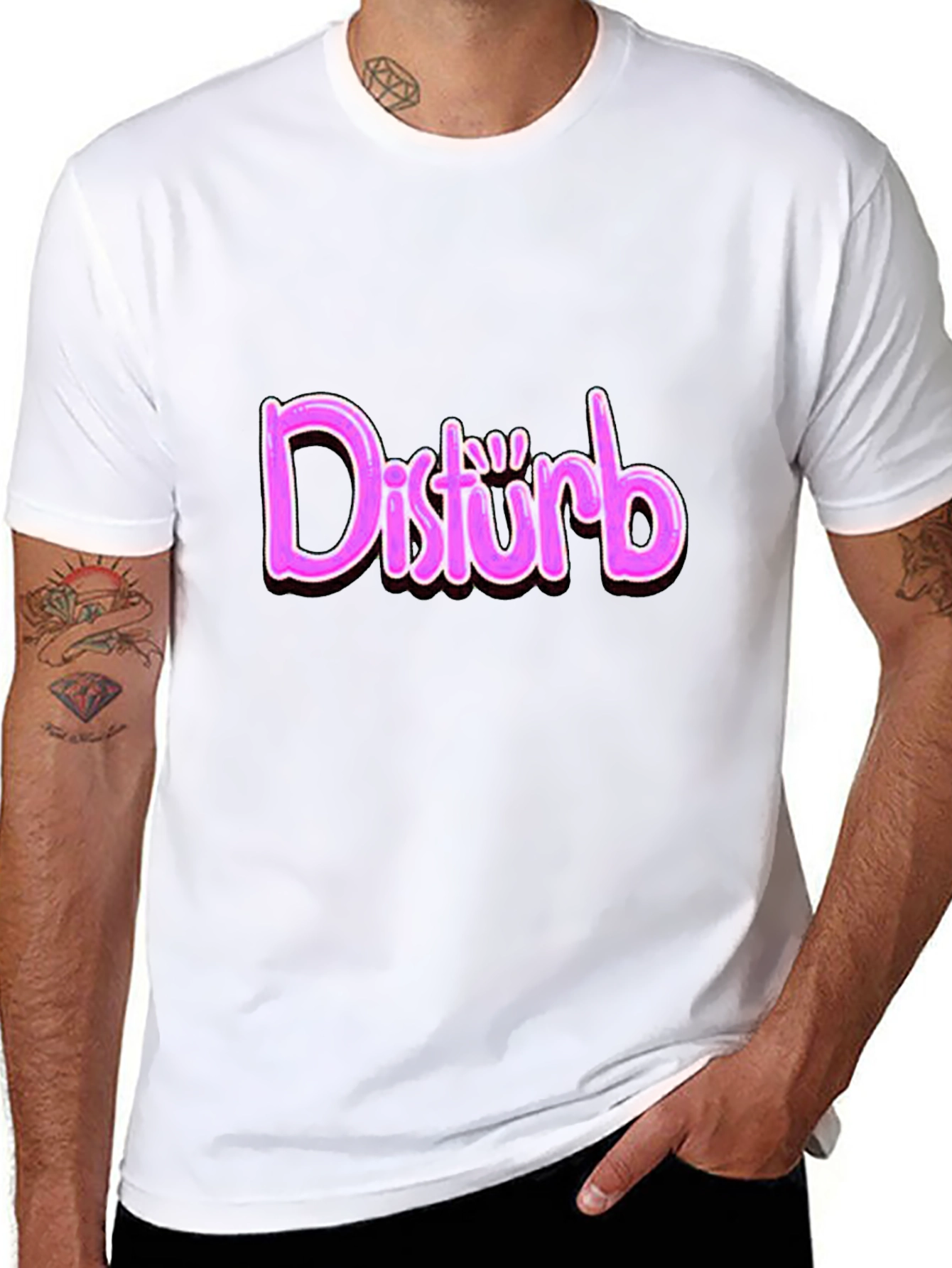 Disturb Graphic Print T-Shirt - Trendy Casual Wear