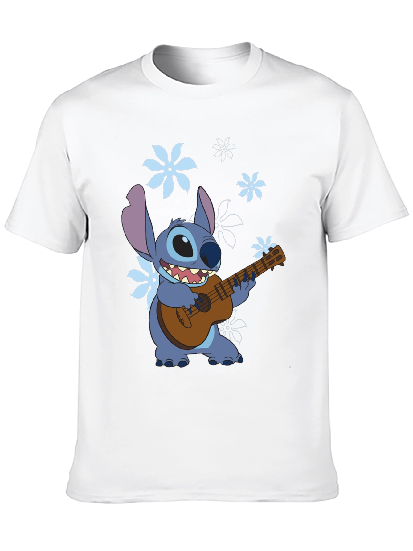 Stitch Ukulele Graphic T-Shirt - Black Cotton Tee