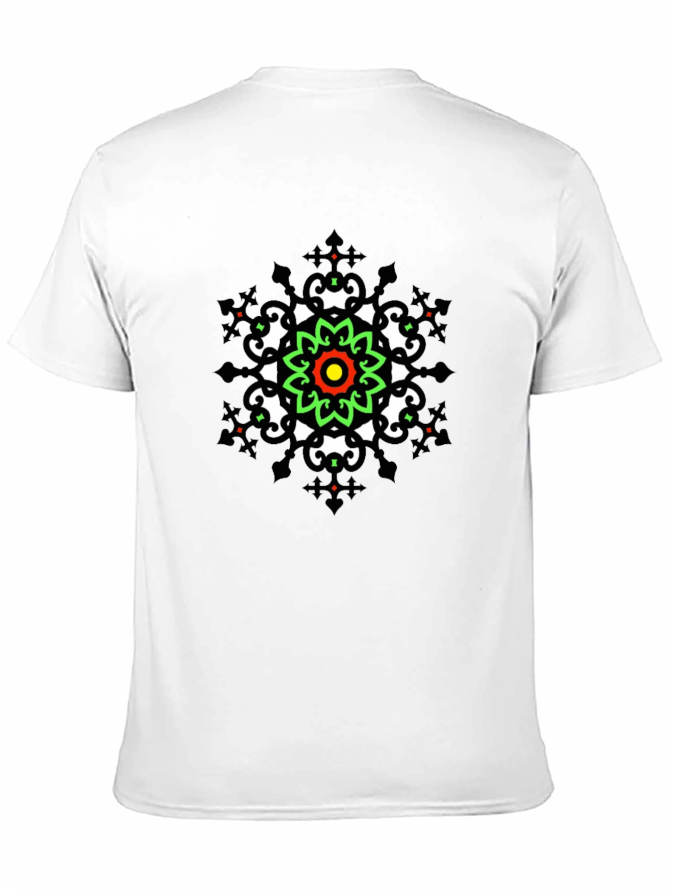 Geometric Mandala Print Black T-Shirt