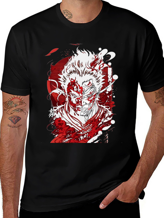 Anime Graphic T-Shirt: Bold Red & White Design