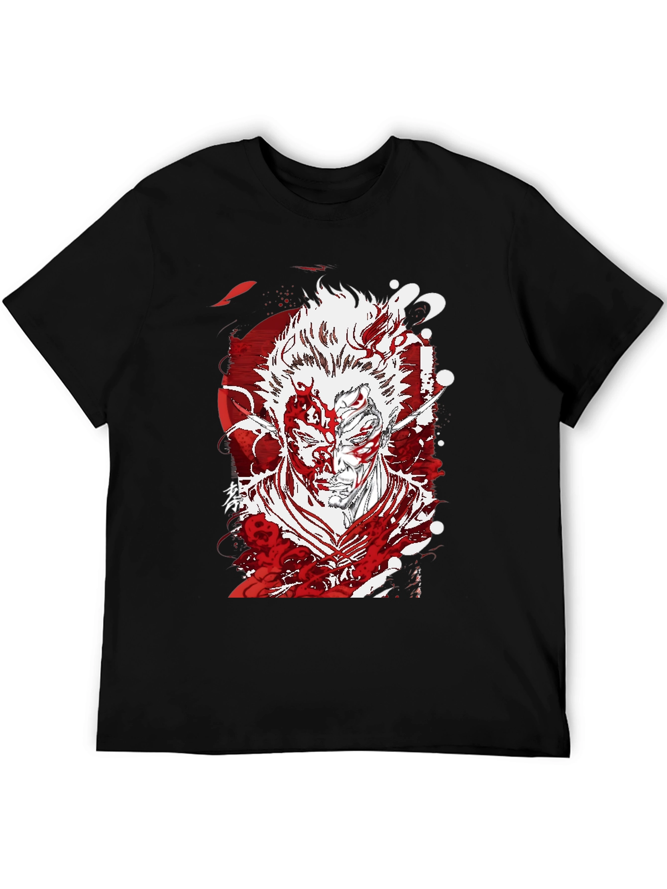 Anime Graphic T-Shirt: Bold Red & White Design