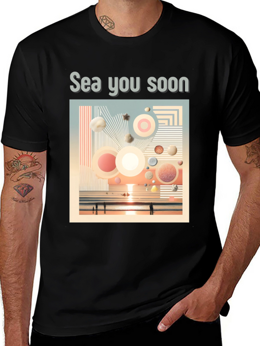 Sea You Soon Graphic Tee - Black Cotton Comfort