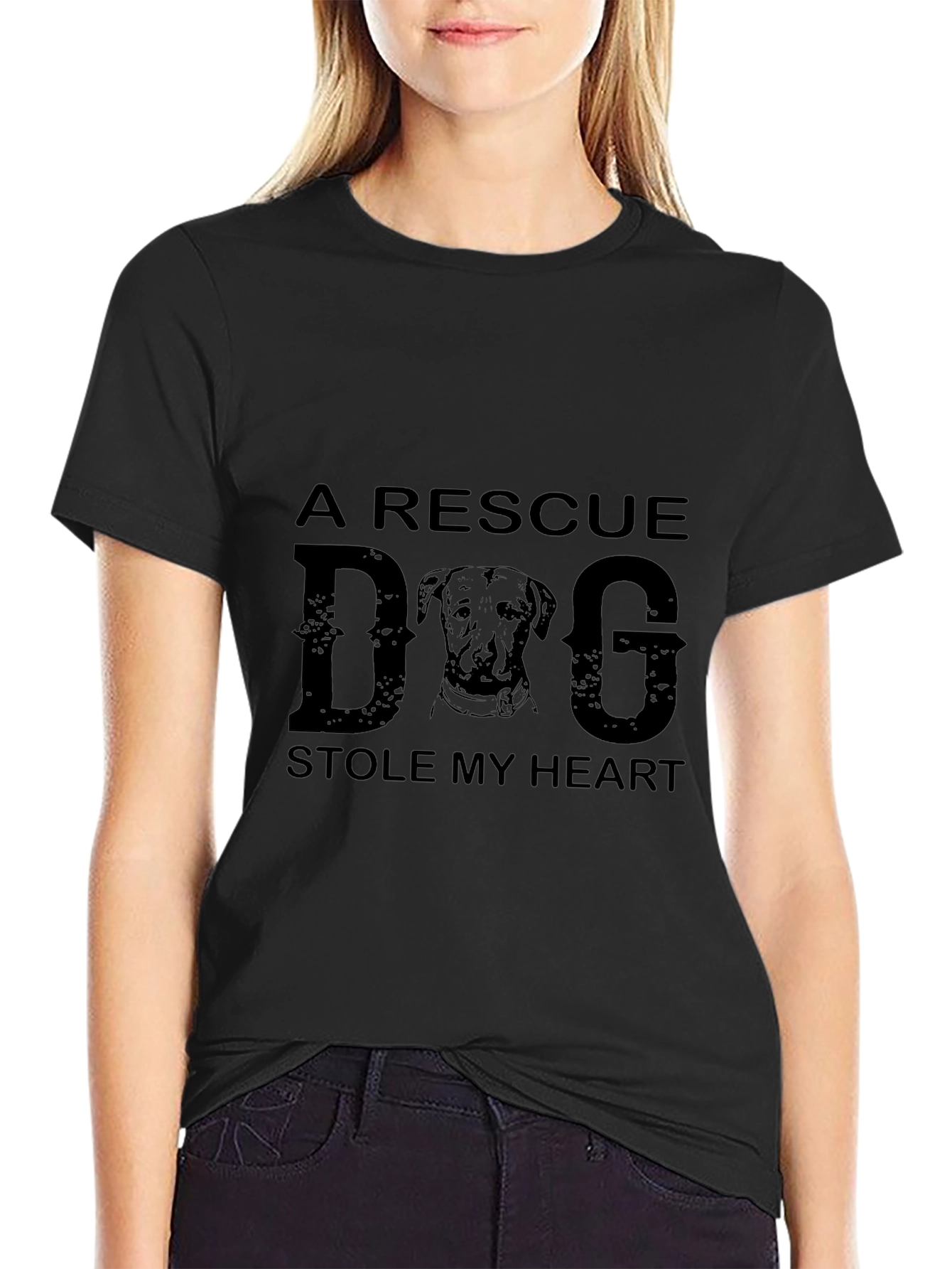 Rescue Dog Graphic Print Crew Neck T-Shirt