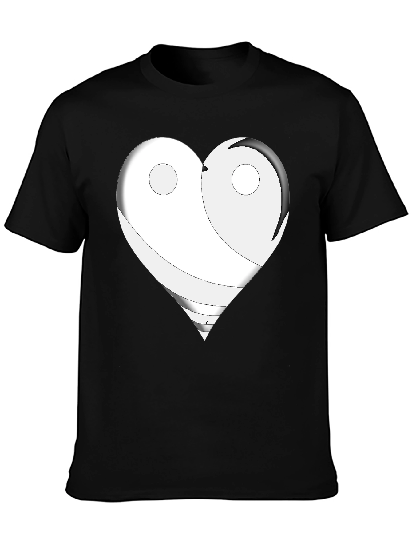 Yin Yang Heart Graphic Tee - Black