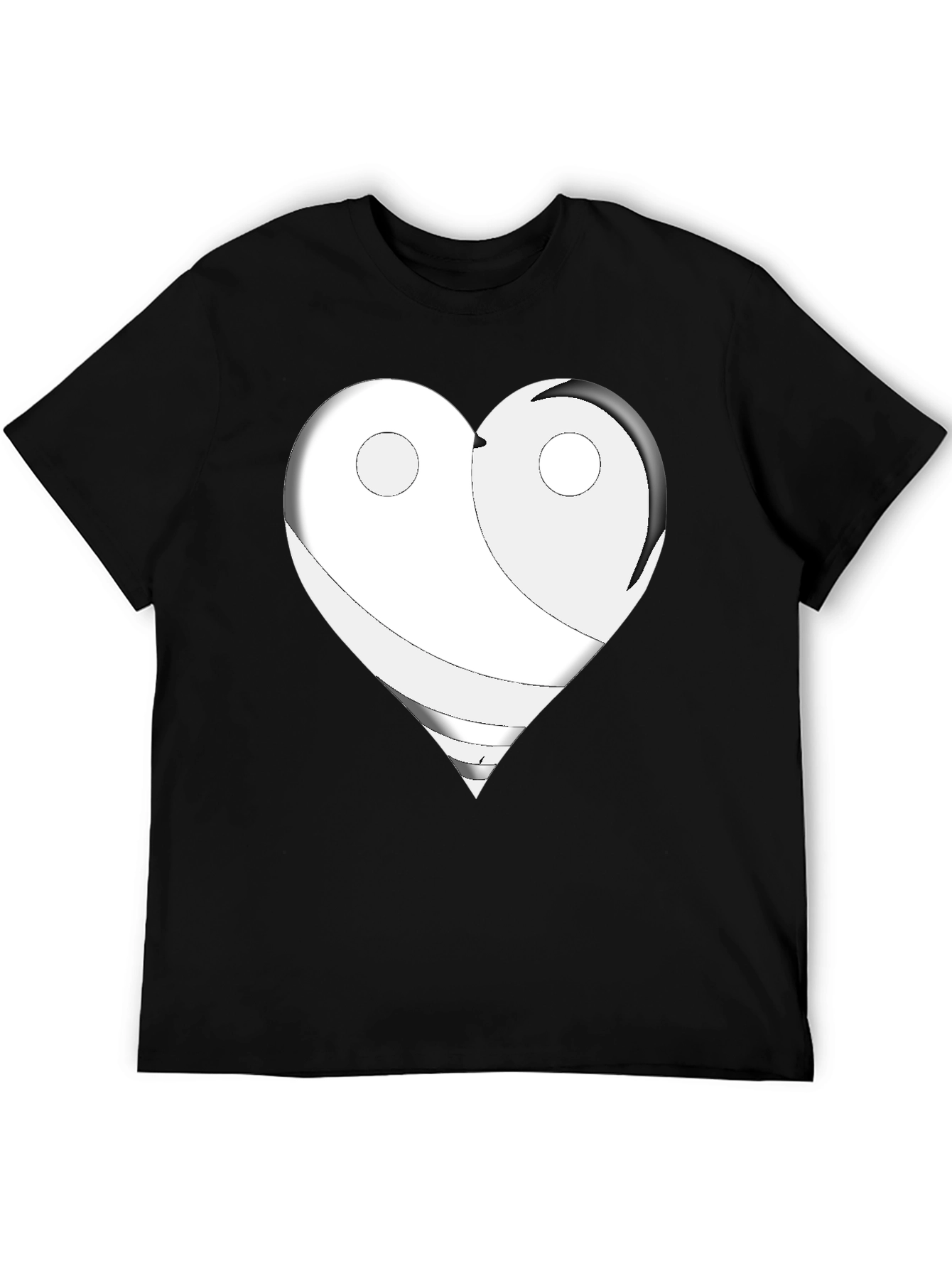Yin Yang Heart Graphic Tee - Black