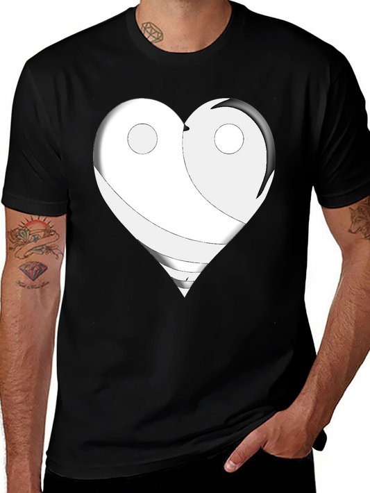 Yin Yang Heart Graphic Tee - Black