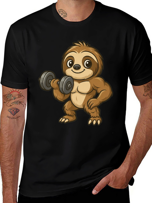 Funny Sloth Lifting Weights Graphic Tee