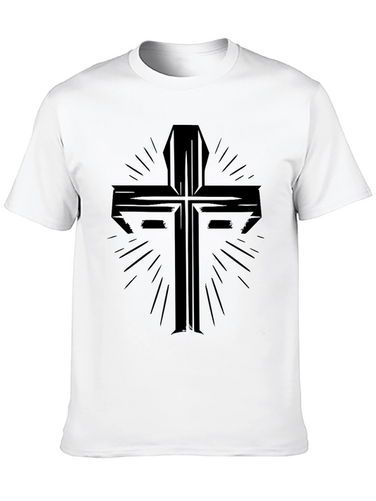 Black Graphic Tee with Cross Design