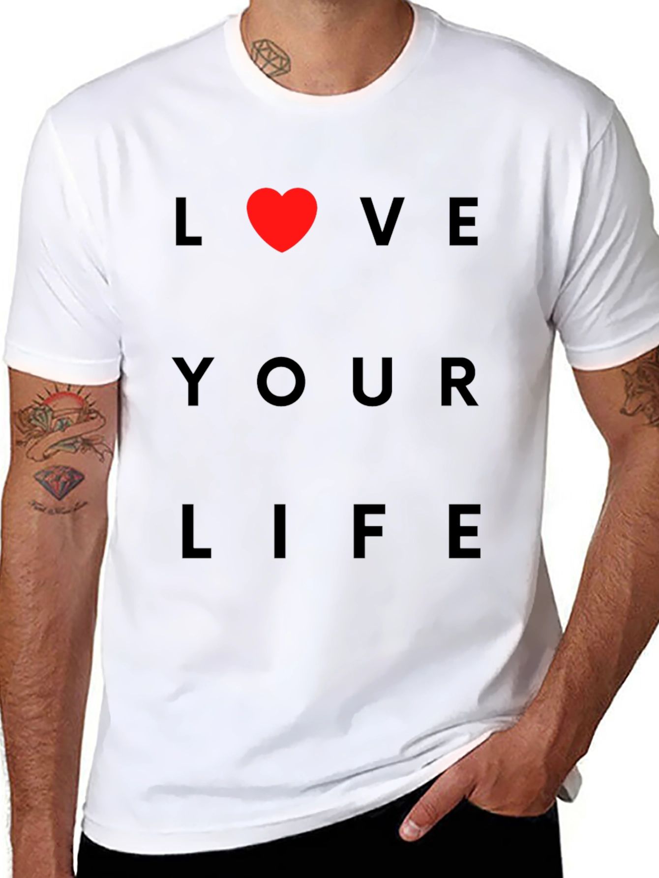 Love Your Life T-Shirt Red Heart Design