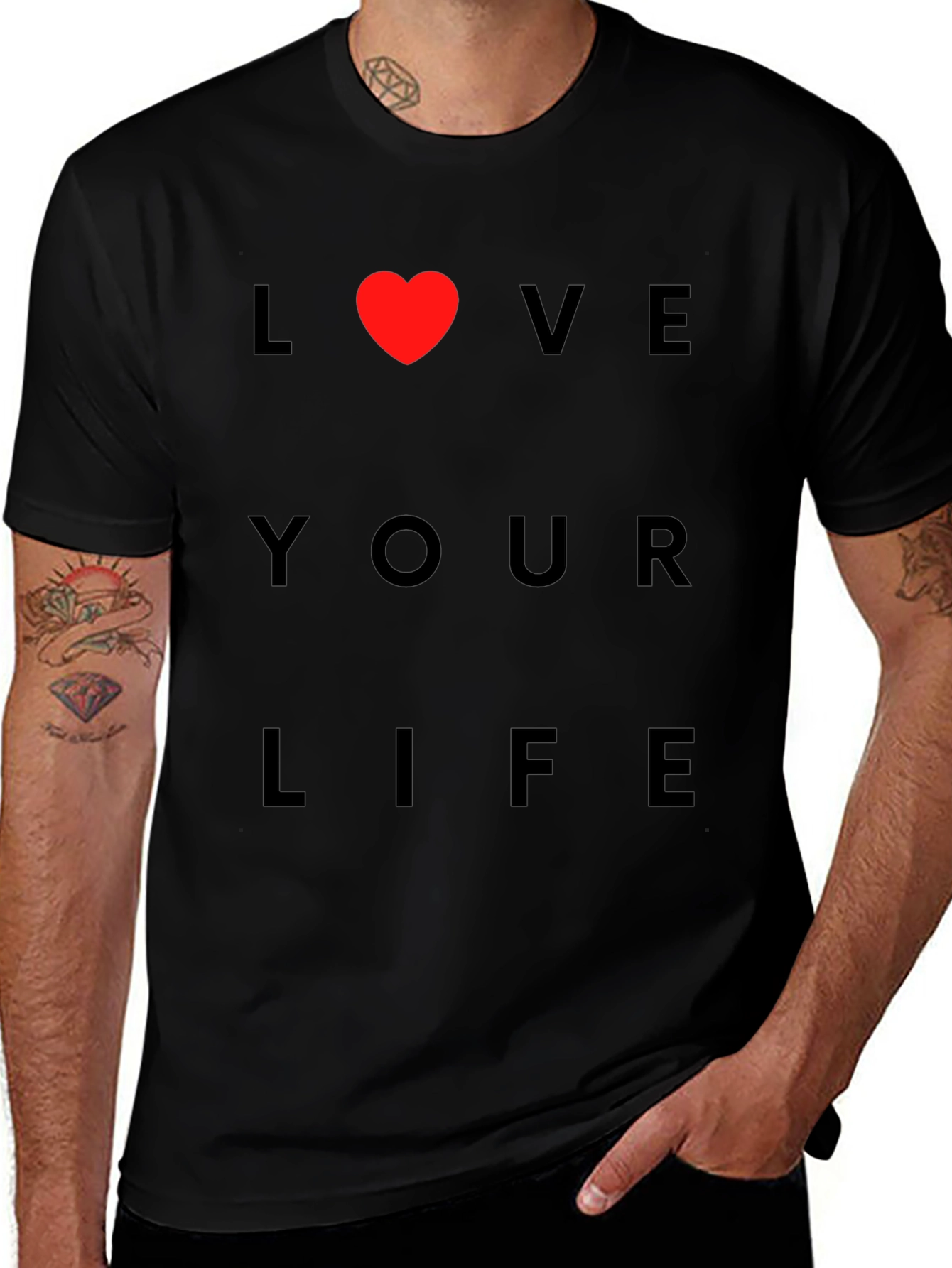 Love Your Life T-Shirt Red Heart Design