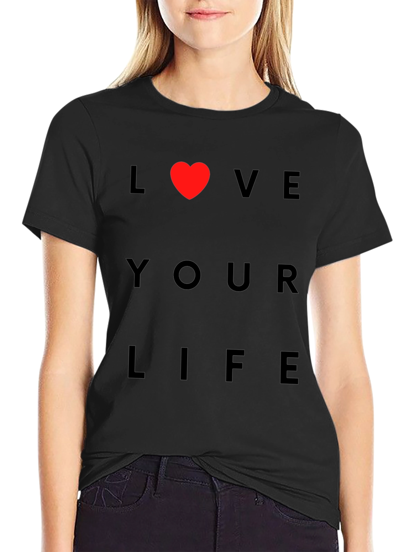 Love Your Life T-Shirt Red Heart Design