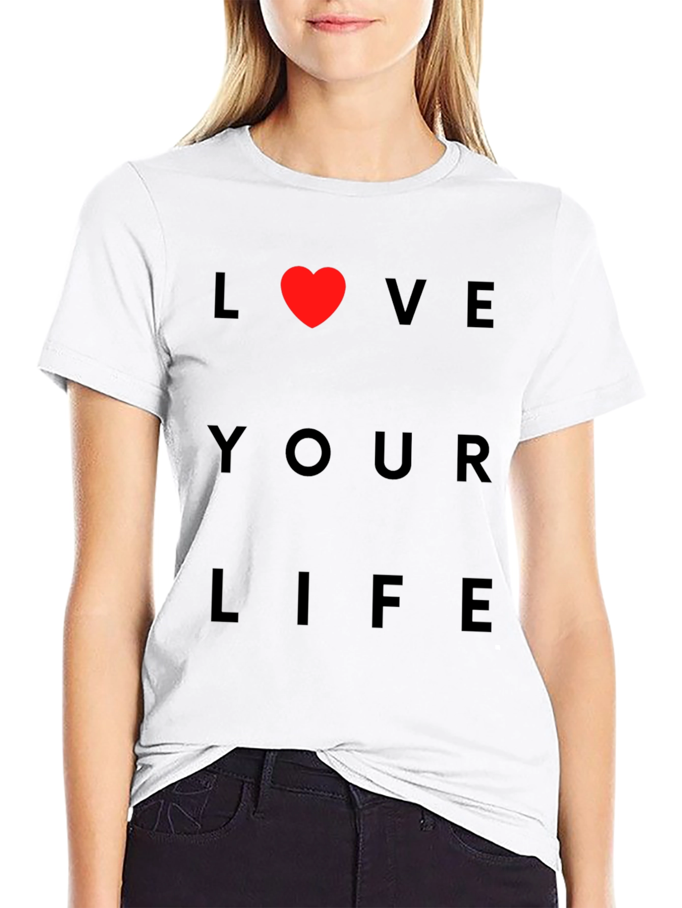 Love Your Life T-Shirt Red Heart Design