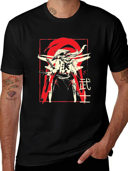 Samurai Graphic Tee - Black Cotton T-Shirt