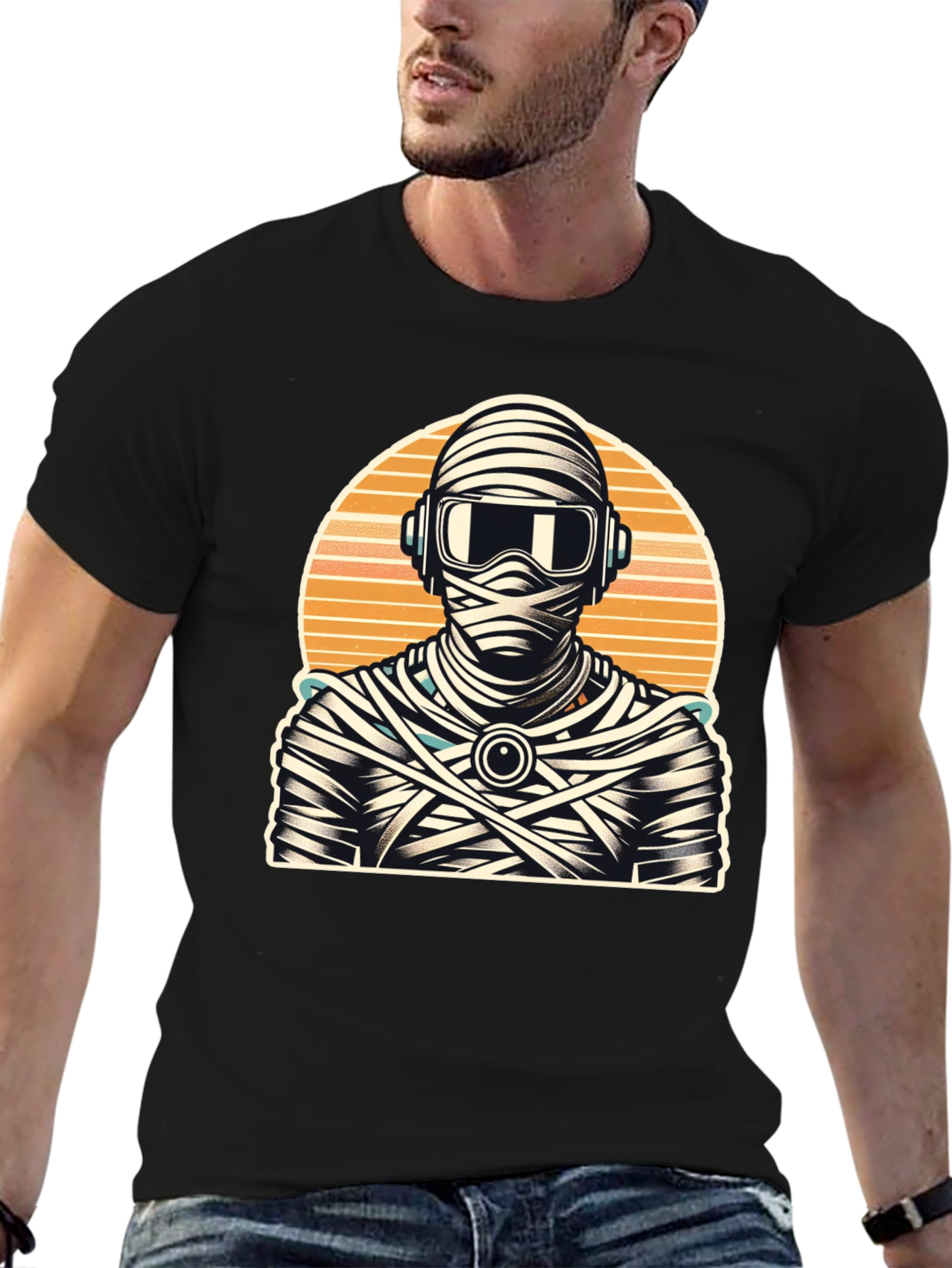 Retro Mummy DJ Graphic Tee - Black