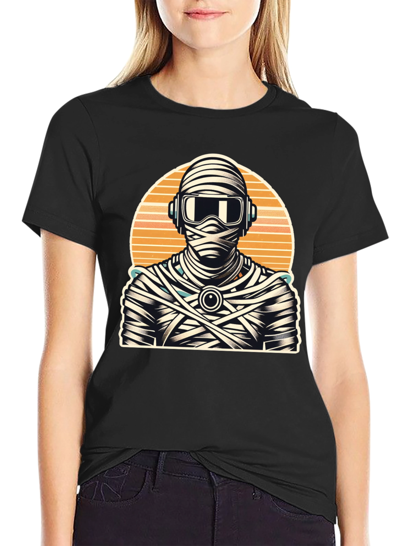 Retro Mummy DJ Graphic Tee - Black