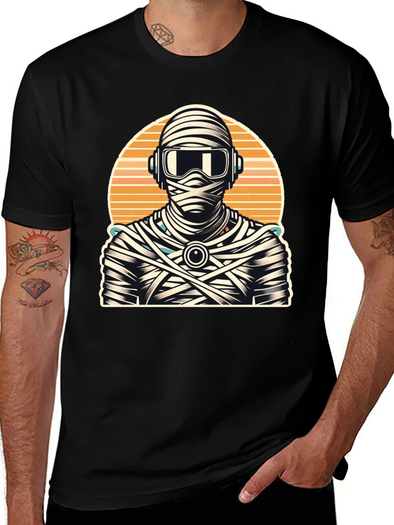 Retro Mummy DJ Graphic Tee - Black
