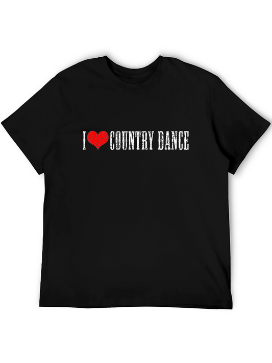 I Love Country Dance Graphic Tee Shirt - Black