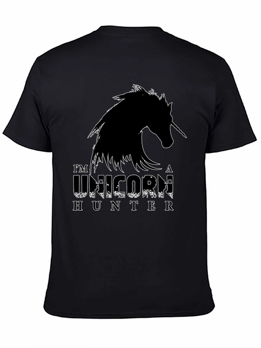 Unicorn Hunter Graphic Tee - Black Cotton Shirt