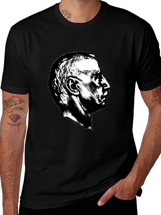 Black T-Shirt with Portrait Graphic