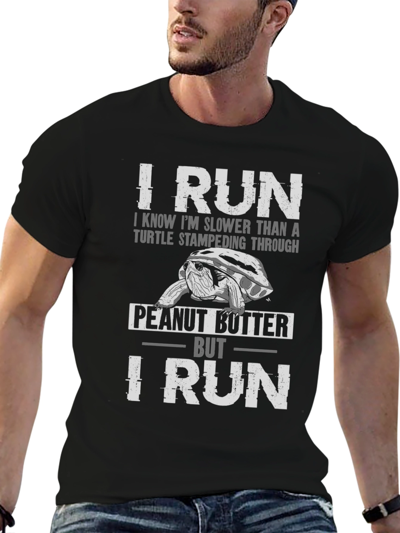 I Run Funny Turtle Graphic T-Shirt