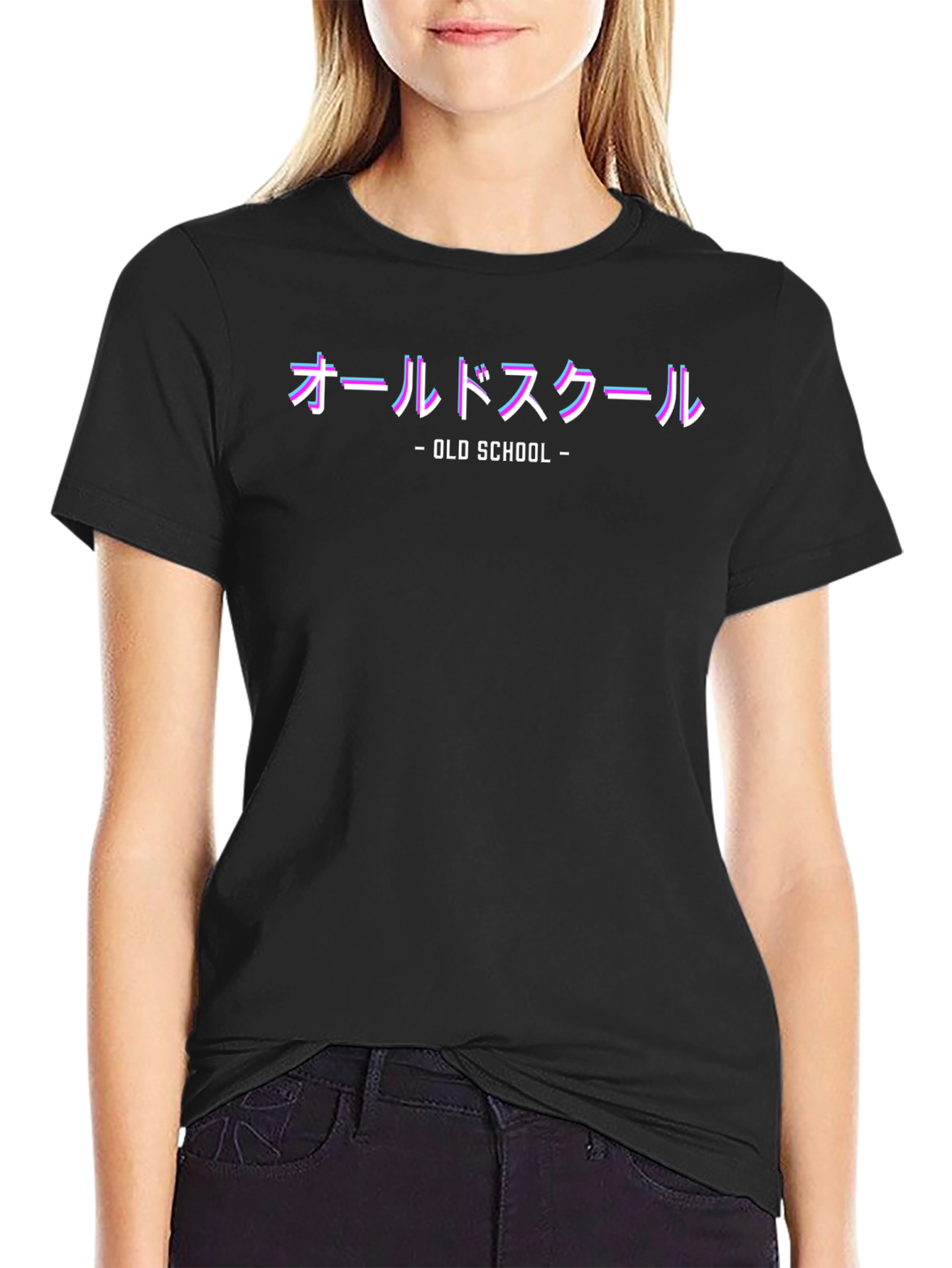 Retro Old School Japanese Text Graphic T-Shirt