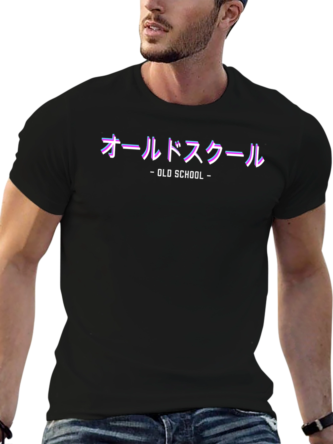 Retro Old School Japanese Text Graphic T-Shirt