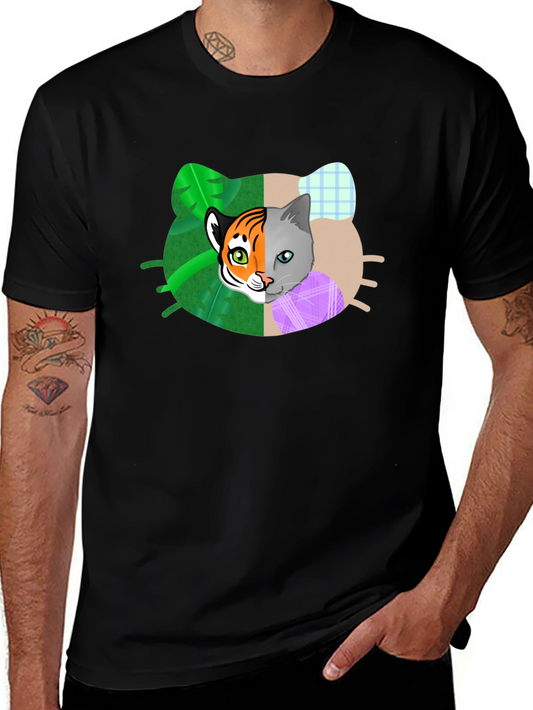 Unique Cat & Tiger Graphic T-Shirt