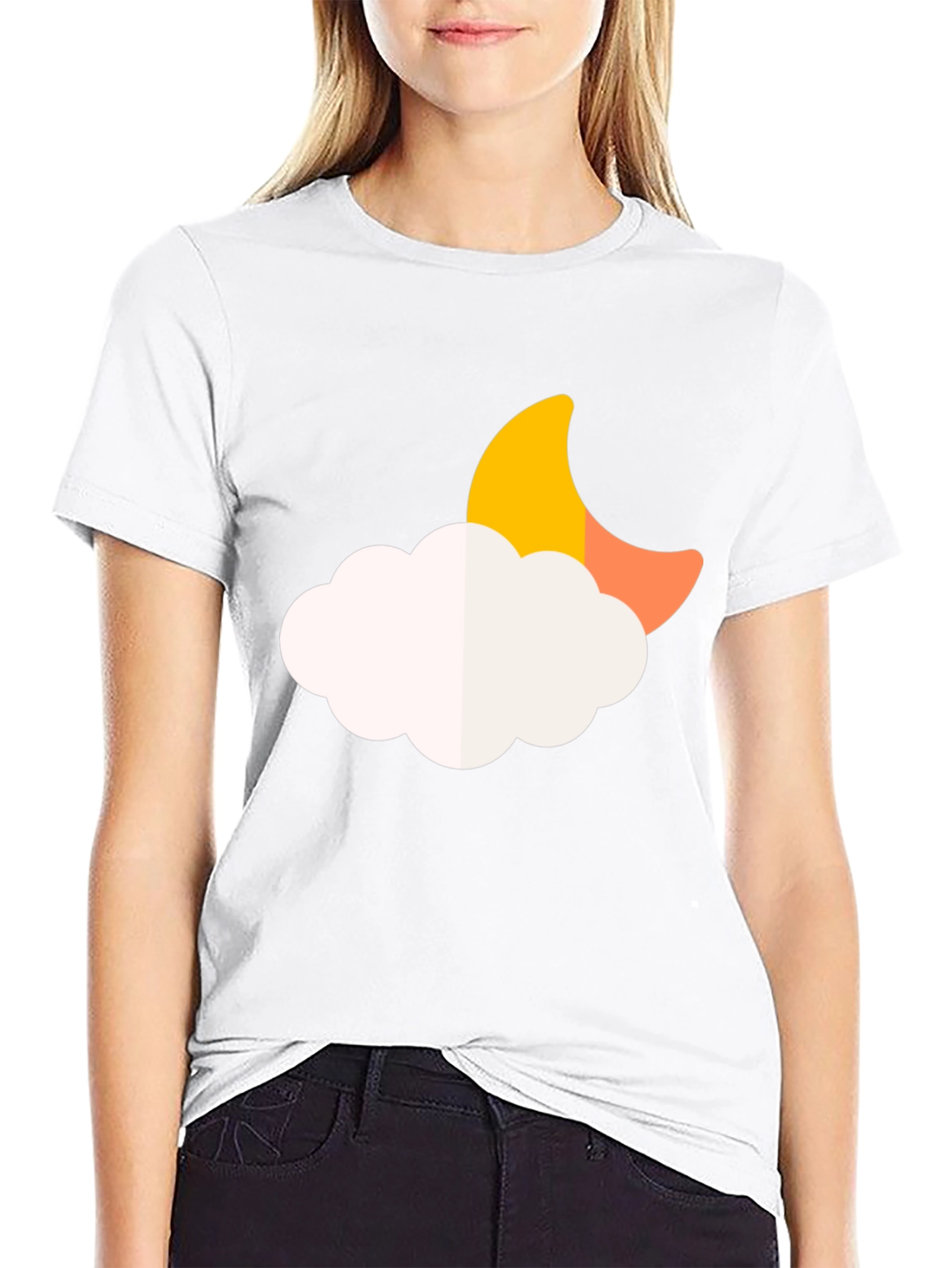 Moon Cloud Graphic Tee - Soft Black T-Shirt
