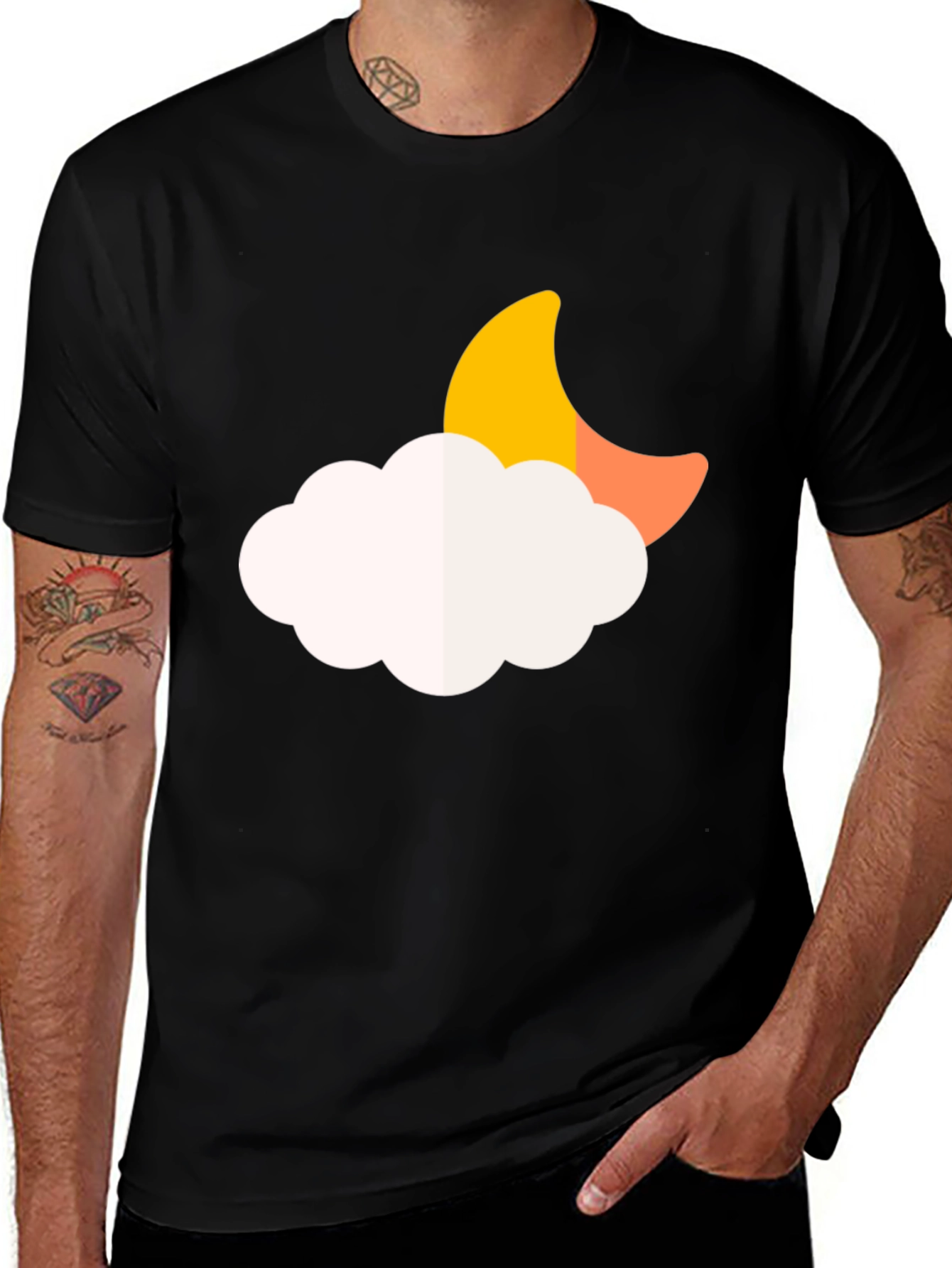 Moon Cloud Graphic Tee - Soft Black T-Shirt