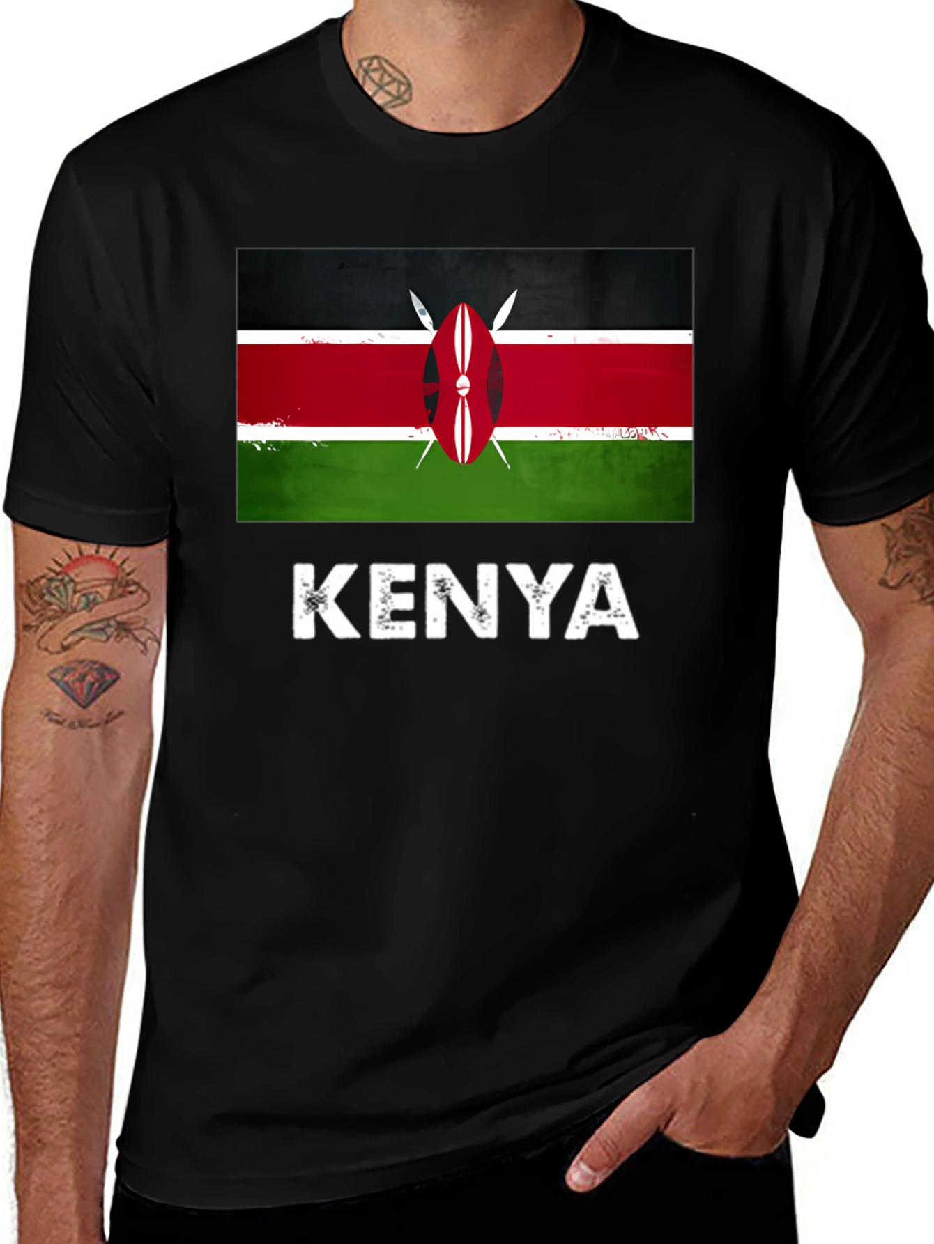 Kenya Flag T-Shirt - Black Graphic Tee