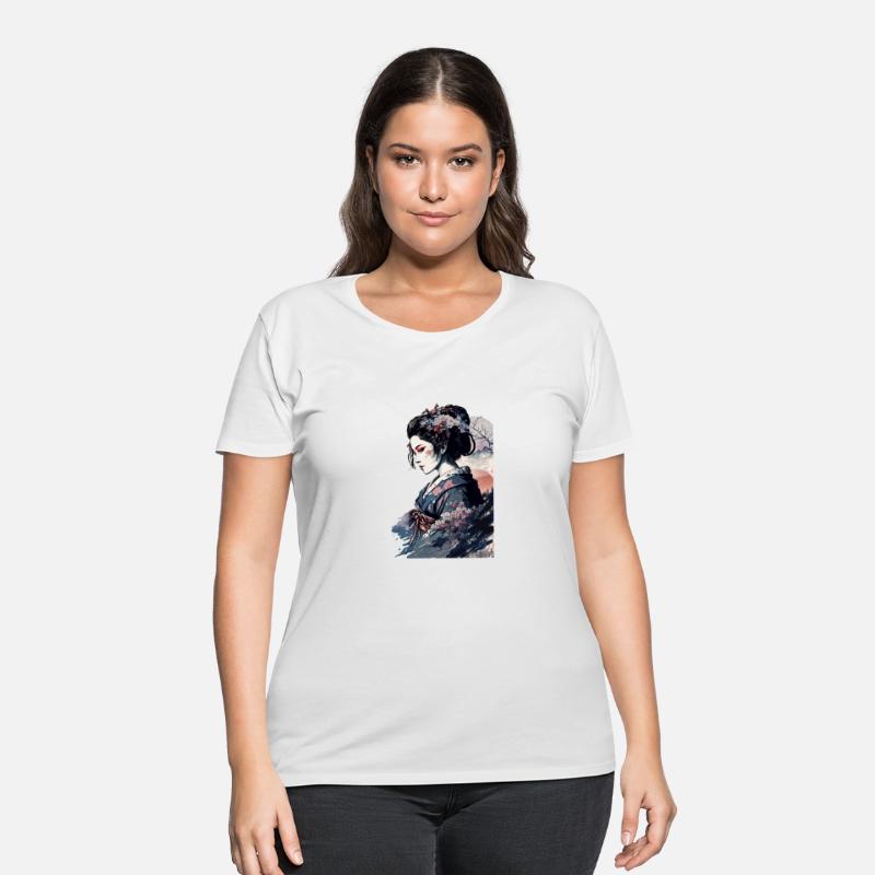 Geisha Watercolor Sea Waves Asian Art Woman