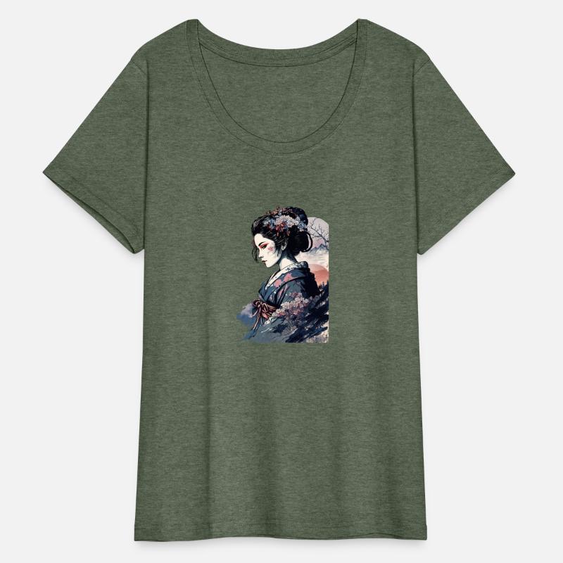 Geisha Watercolor Sea Waves Asian Art Woman