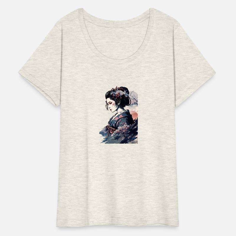 Geisha Watercolor Sea Waves Asian Art Woman