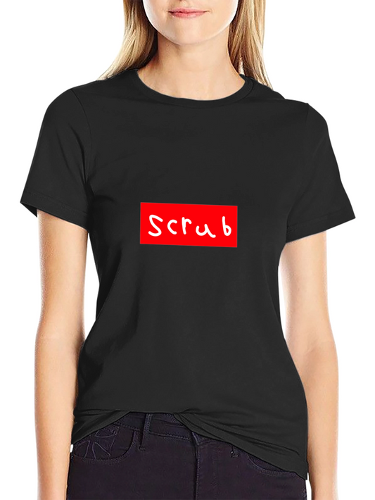 Scrub Graphic T-Shirt - Red Box Logo - Black Cotton Tee