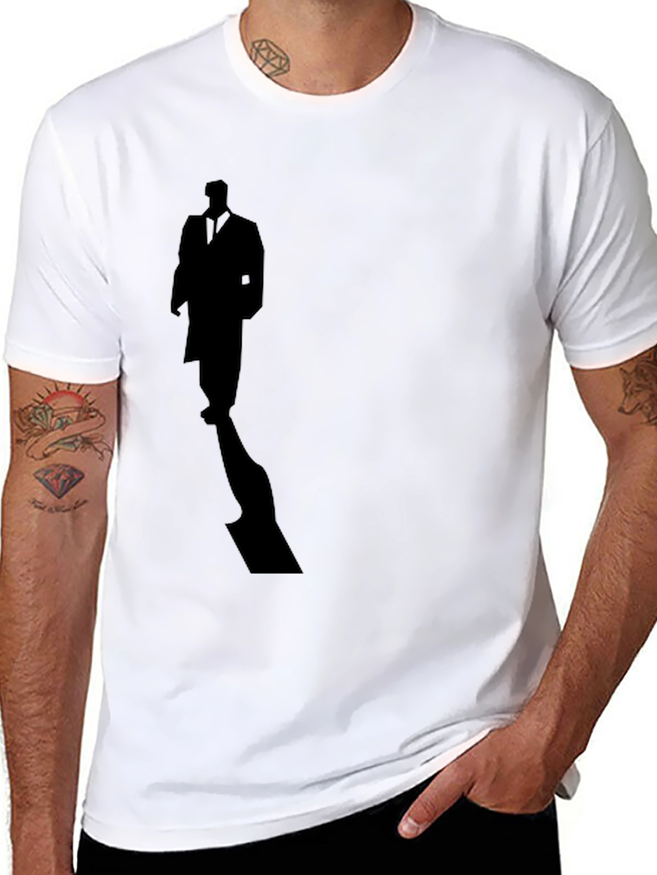Mystery Man Silhouette Tee - Stylish Black Cotton T-Shirt